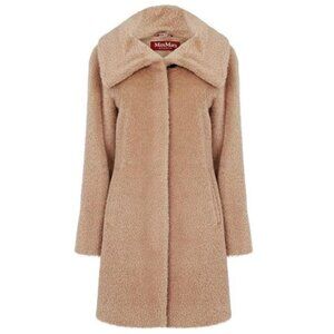 Max Mara Studio Gregory Teddy Alpaca and Wool Coat Size 14 Tan